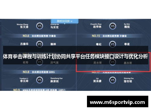 体育拳击课程与训练计划协同共享平台任务模块接口设计与优化分析